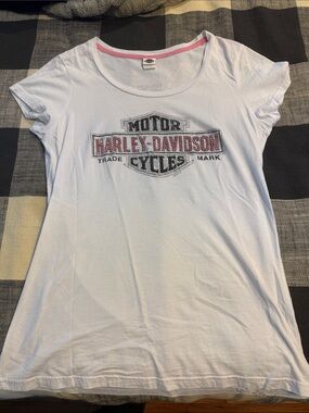 Harley-Davidson White Tee with Pink-Accented Logo